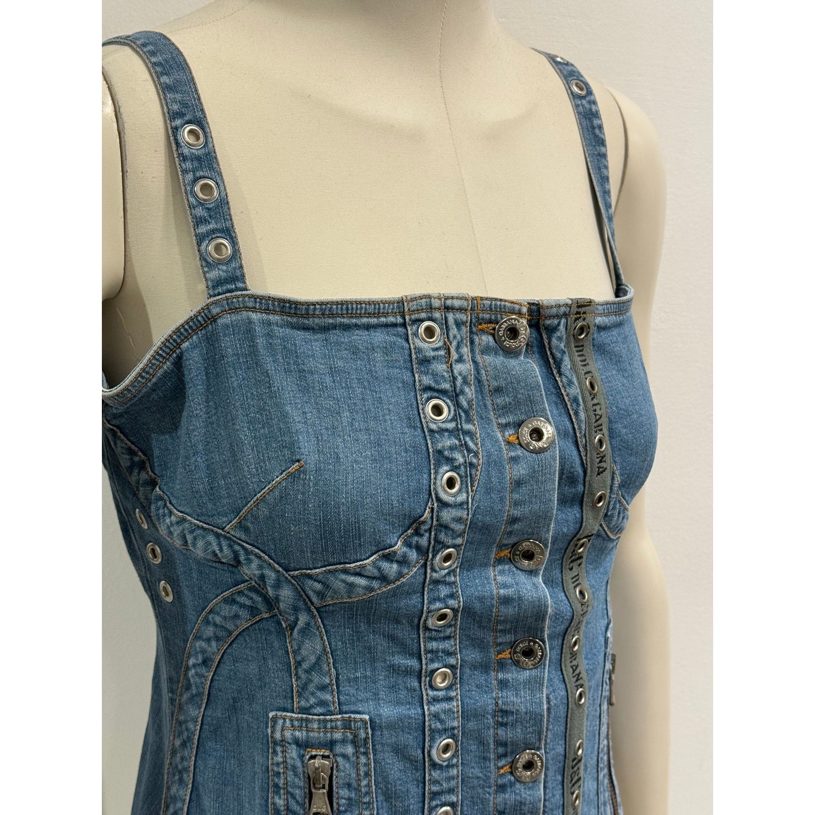 Dolce & Gabbana 2000s Dolce & Gabbana denim military corset Size S / US 4 / IT 40 - 5 Thumbnail