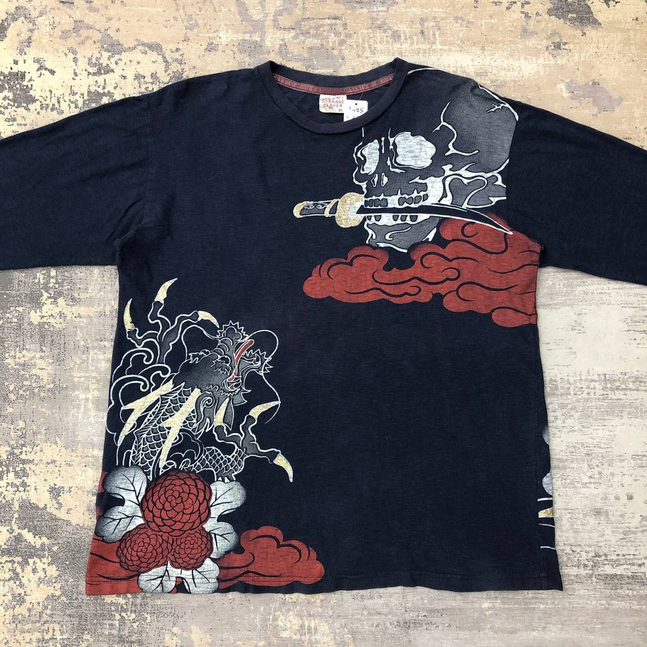 Other T425 STRANGE HEAVEN JAPAN SUKAJAN SKULL FIGHTING DRAGON TEE Size US XL / EU 56 / 4 - 2 Thumbnail