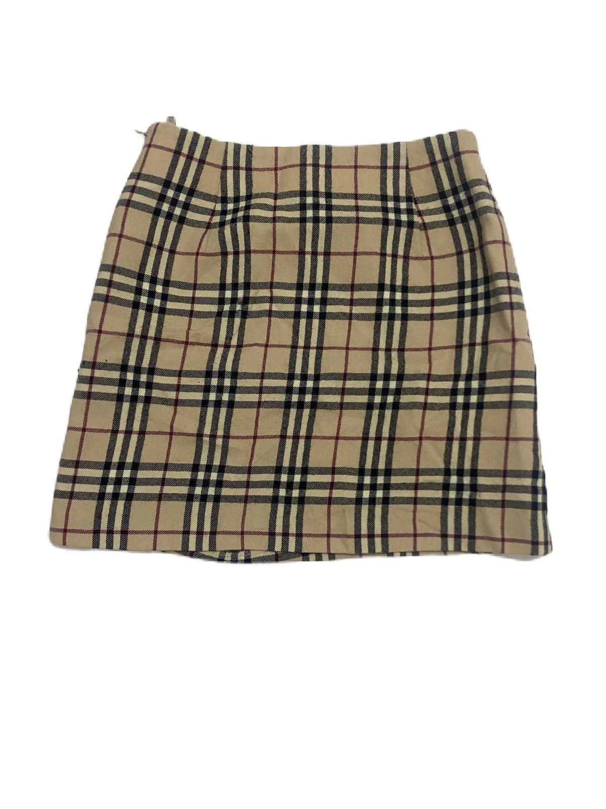 Burberry VINTAGE BURBERRY LONDON BEIGE CHECKERED WOOL MINI SKIRT Size 25" / US 0 / IT 36 - 1 Thumbnail