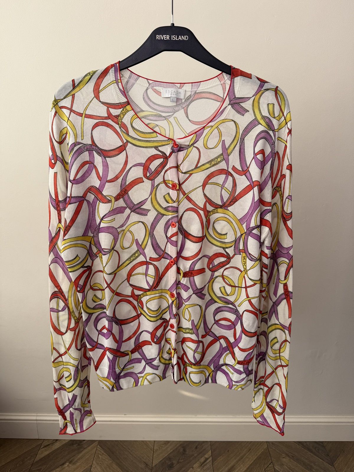 Escada Vintage Escada Sport Sheer women’s Cardigan Top Abstract Size L / US 10 / IT 46 - 1 Thumbnail