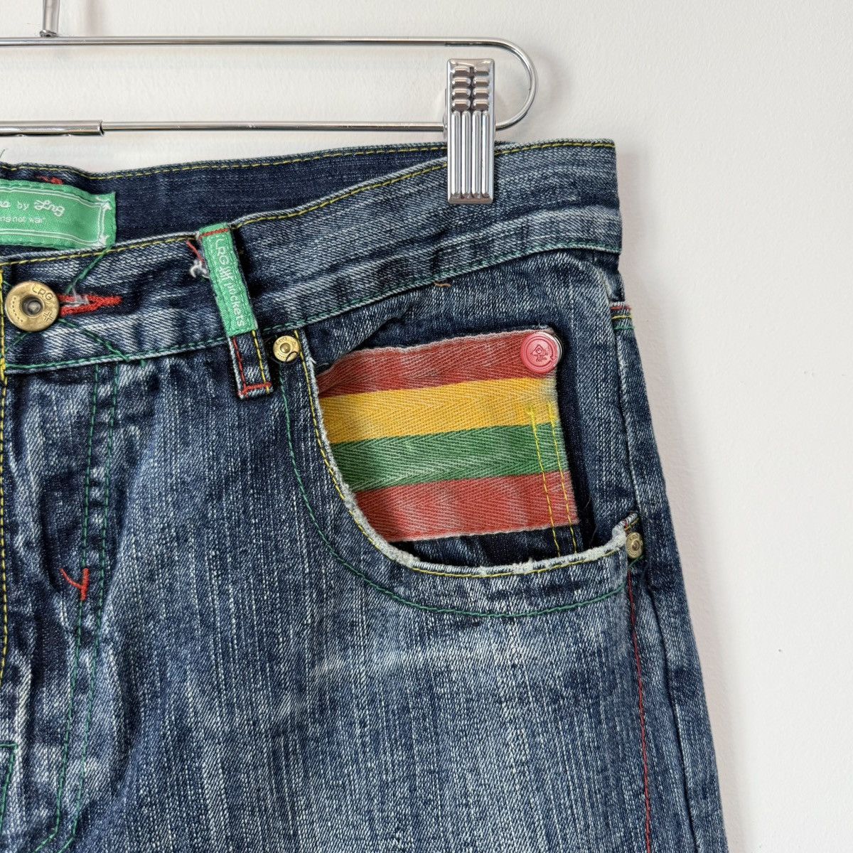 LRG Vtg 2000s LRG “Jamaican Royalty” Faded Baggy Jeans Y2K JNCO Size US 34 / EU 50 - 10 Thumbnail