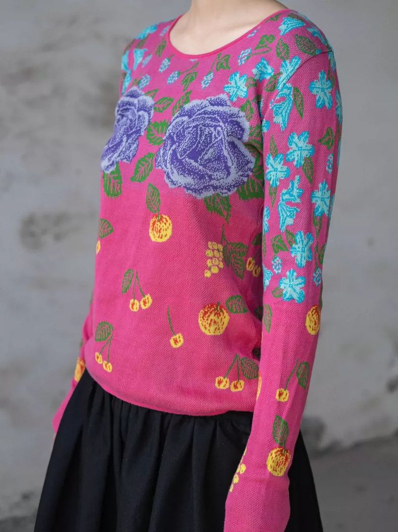 Kenzo KENZO Light pink floral knit sweater Size M / US 6-8 / IT 42-44 - 7 Thumbnail