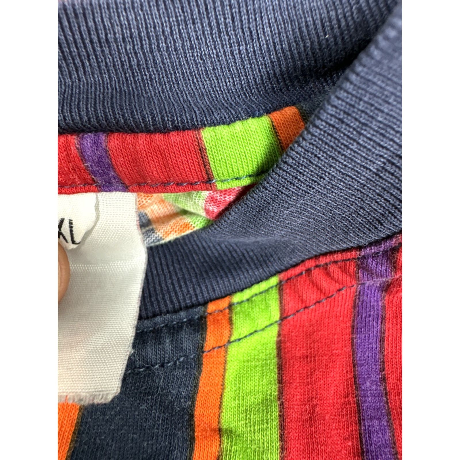 V2 Versace Vintage Stripes Colorful T-Shirt Unisex XL Shirt Mens Multicolor Check Measurements