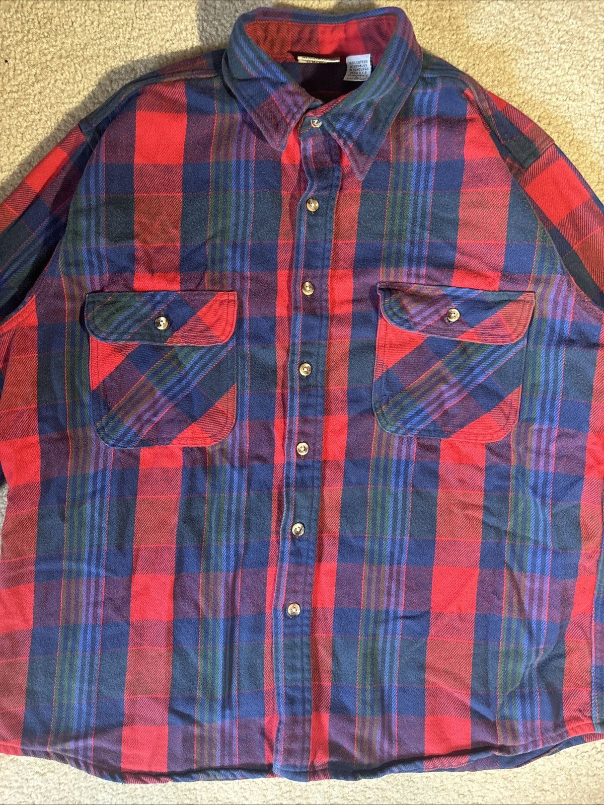 FiveBrother Five Brothers Heavy Red Plaid Flannel Size XL Made In USA Size US XL / EU 56 / 4 - 4 Thumbnail