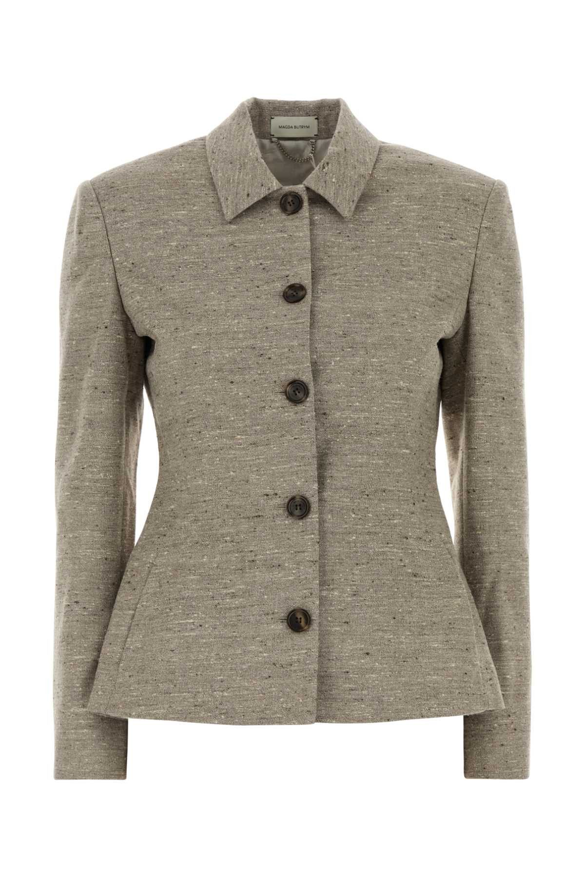 Melange Dove Grey Silk Blend Blazer