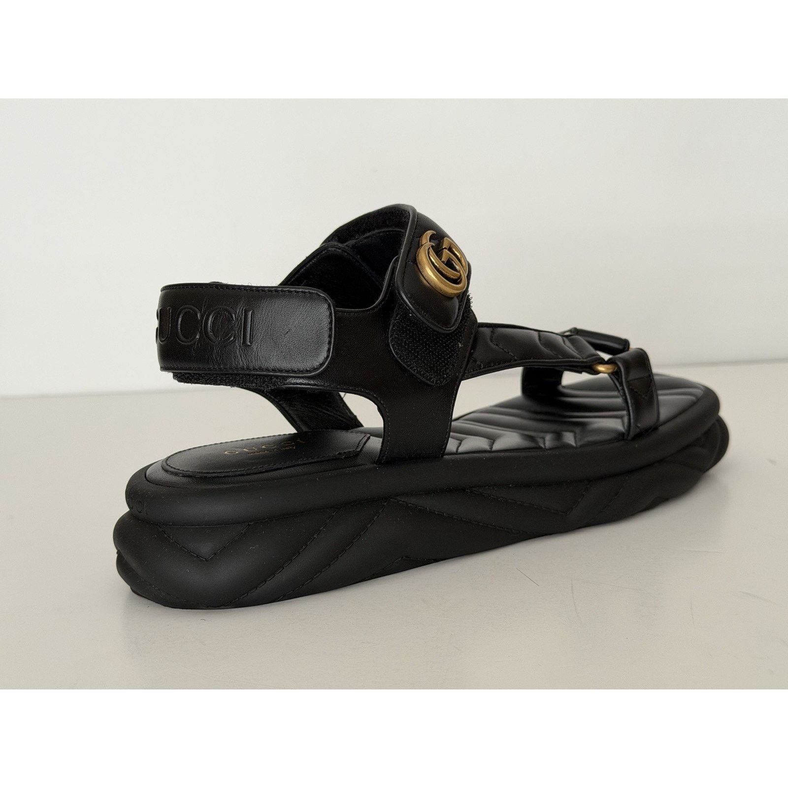 Gucci Gucci GG Quilted Open Toe Black Leather Sandals 10 US 776936 Size US 10 / IT 40 - 5 Thumbnail