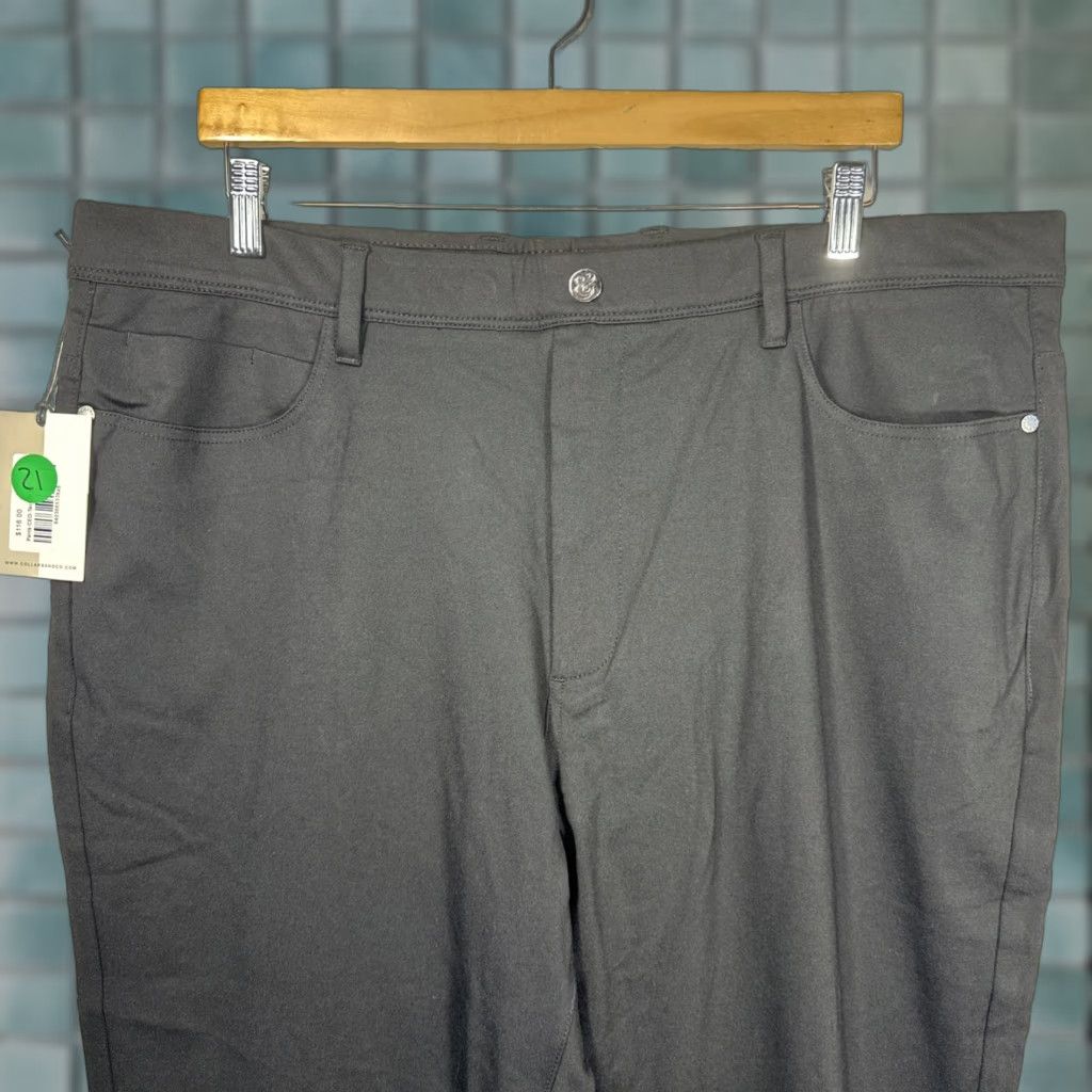 CO Collars and Co CEO Pull On Pants Black 40x32 Men Pants Straight Leg Regular Waist 40 Slim Stretch Golf Chino Wrinkle Resistant Pockets Size US 40 / EU 56 - 1 Thumbnail