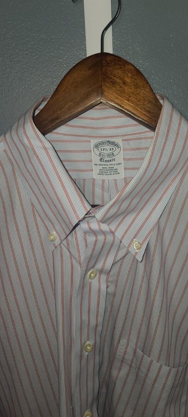 Brooks Brothers Men's Brooks Brothers Classic Button Up Shirt 17 1/2-33 Size 38R - 3 Thumbnail