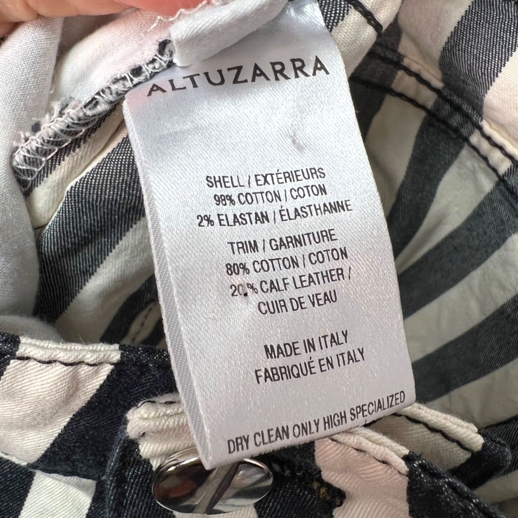 Altuzarra VINTAGE Altuzarra Black & White Striped Crop Pants Womens 38 Slim Fit w/ Waist Tie Size 26" / US 2 / IT 38 - 5 Thumbnail