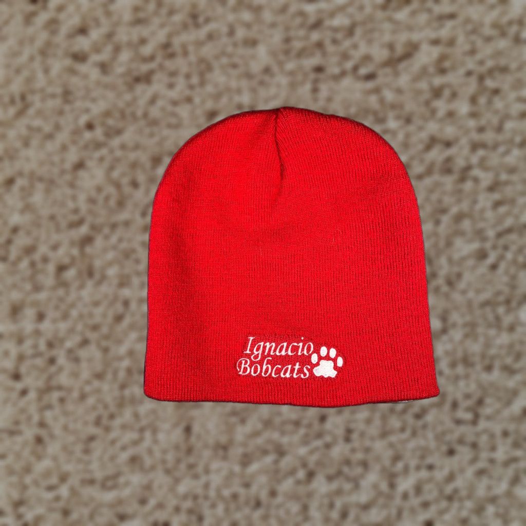 Vintage Ignacio Bobcat Highschool Basketball Beanie Toque Adult OS Red Knit 100% Acrylic Size ONE SIZE - 1 Thumbnail