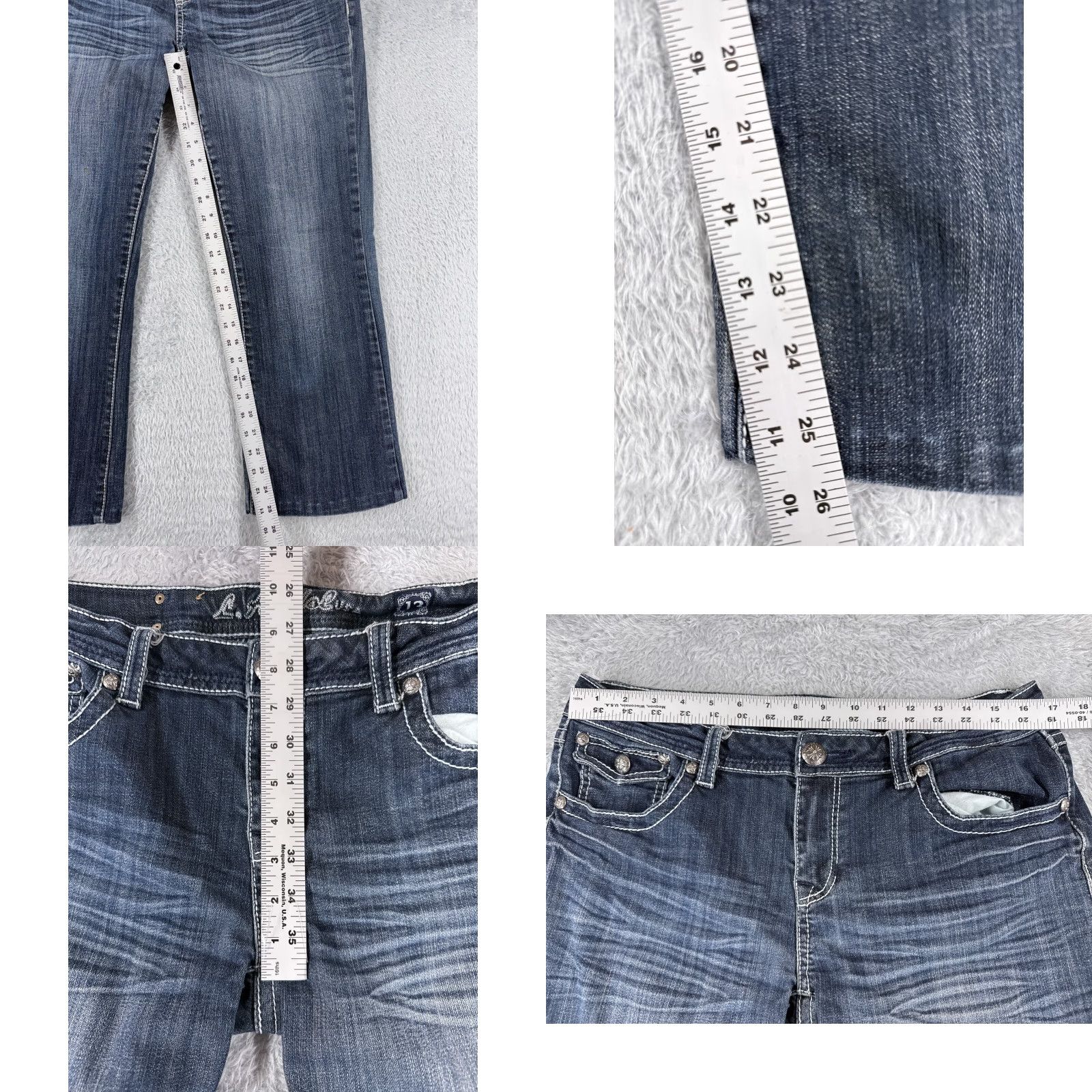 Vintage LA Idol Jeans Women Bootcut Denim 33x26 Blue 13 Medium Wash Cotton Blend Embroidered 5-Pocket Stretch Regular Zip Closure Vintage? No Size 34" / US 12 / IT 48 - 8 Thumbnail