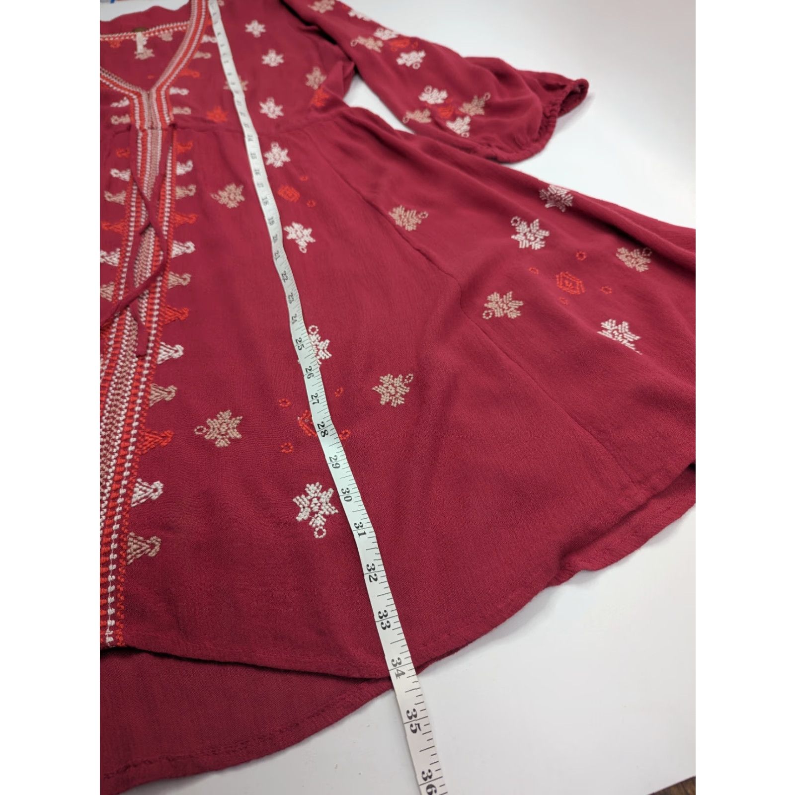 Free People Free People Stargazer Embroidered Mini Dress Women XS Red Bohemian Size XS / US 0-2 / IT 36-38 - 4 Thumbnail