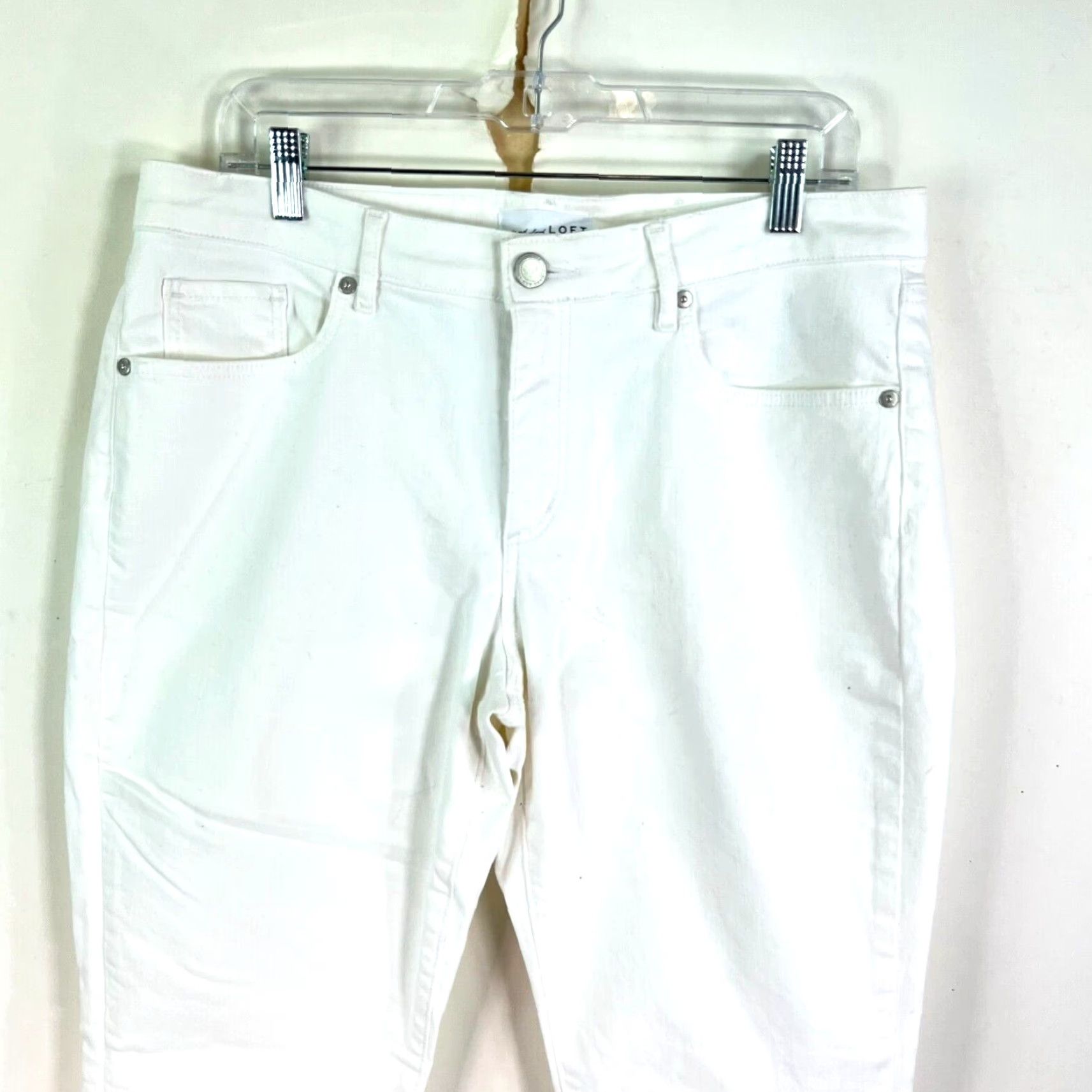 Loft LOFT Jeans Main Selling Point: Curvy Skinny Crop Denim - White - Size 12 (Waist 36" Inseam 30") - 90s Boho Loft Marisa - Womens Size 34" / US 12 / IT 48 - 2 Thumbnail