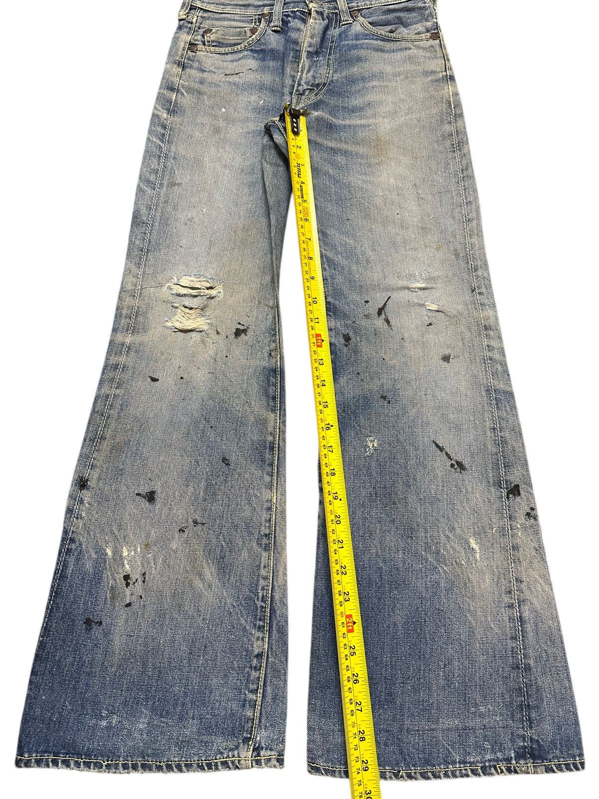 14th Addiction Crazy Vintage 70s Big Stone Mud Wash Painted Distress Flare Size US 27 - 18 Thumbnail
