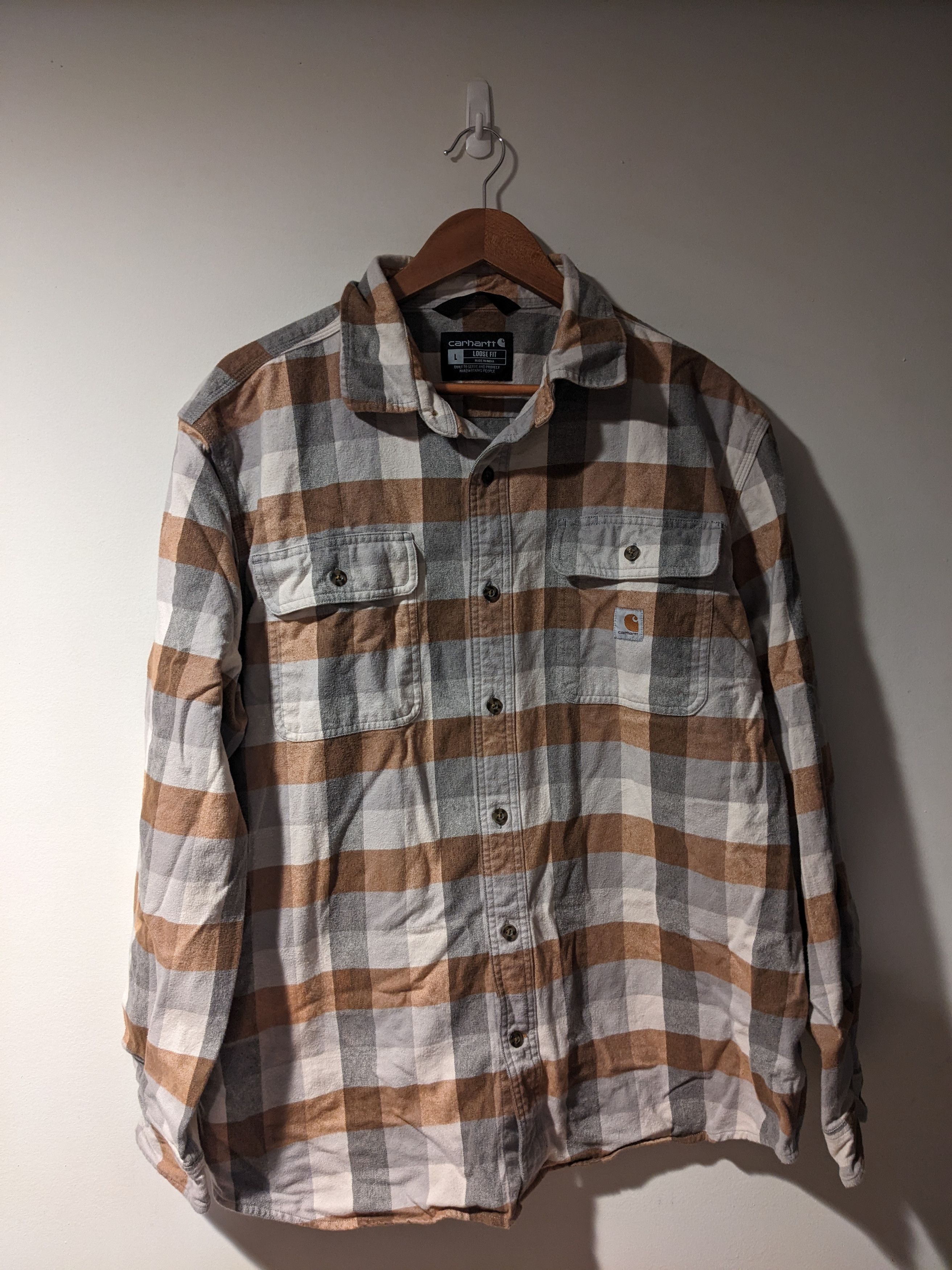 Carhartt × Vintage Carhartt Large Loose Fit Brown Flannel Size US L / EU 52-54 / 3 - 1 Thumbnail