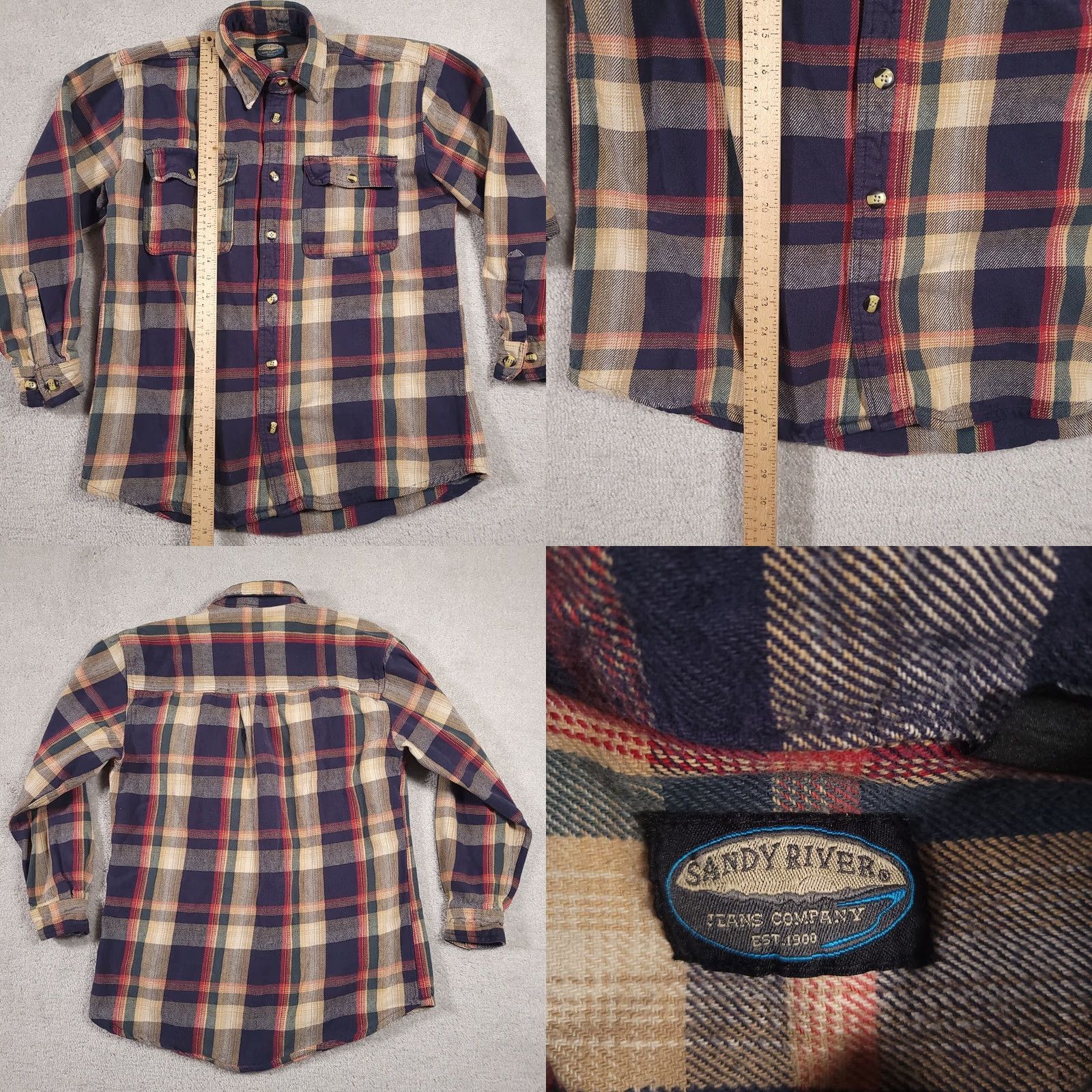 CO VINTAGE Sandy River Jeans Co Heavy Button Up Flannel Shacket Shirt Mens LT Tall Workwear Size US L / EU 52-54 / 3 - 8 Thumbnail
