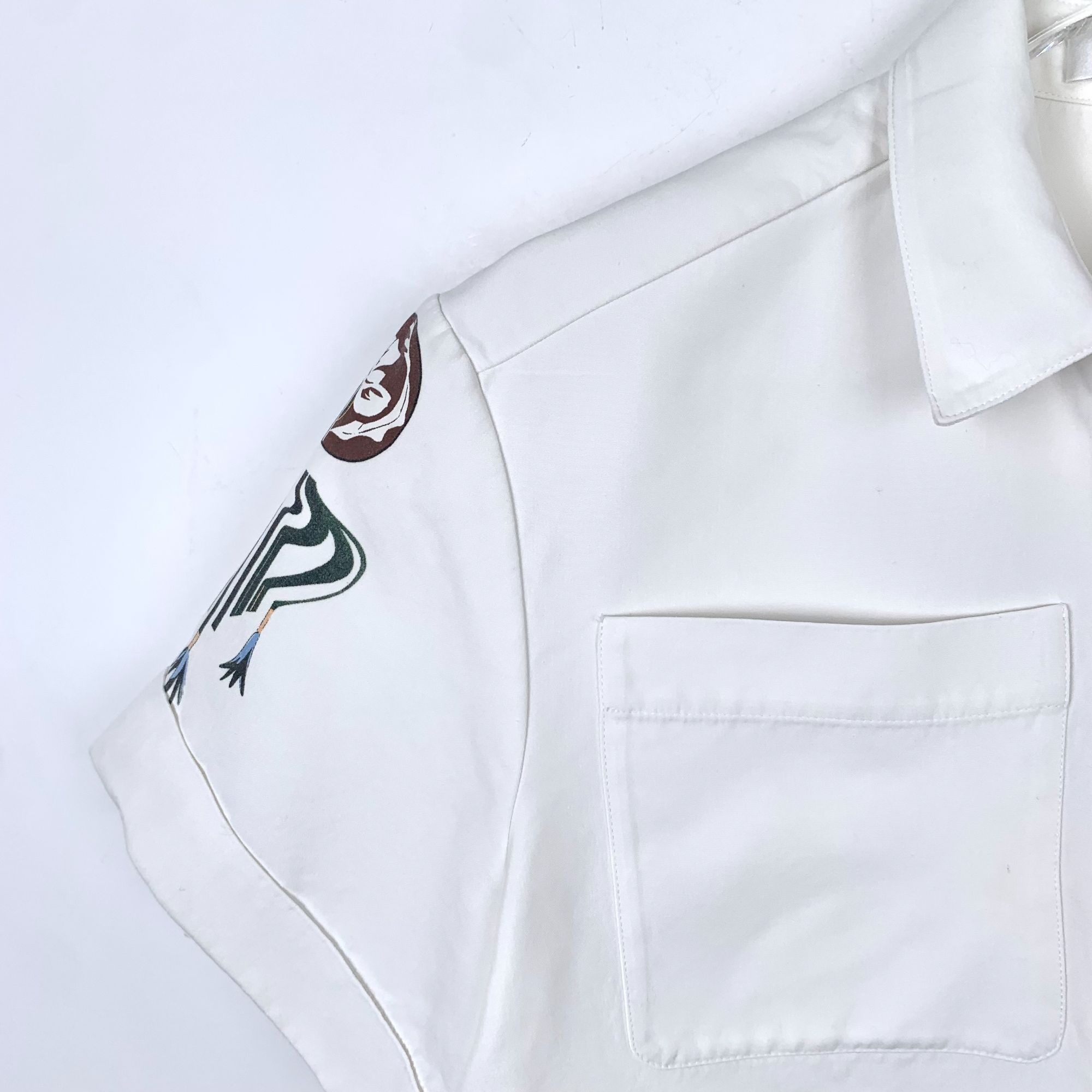 Dior Christian Dior White Floral Print Cotton Collared Single-Bre Size XS / US 0-2 / IT 36-38 - 6 Thumbnail