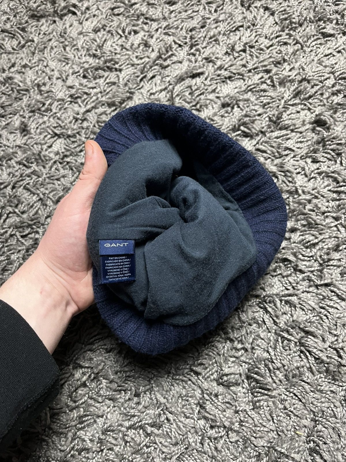 Gant GANT Embroidered Shield Beanie - Dark Blue Wool 80% Size ONE SIZE - 4 Thumbnail