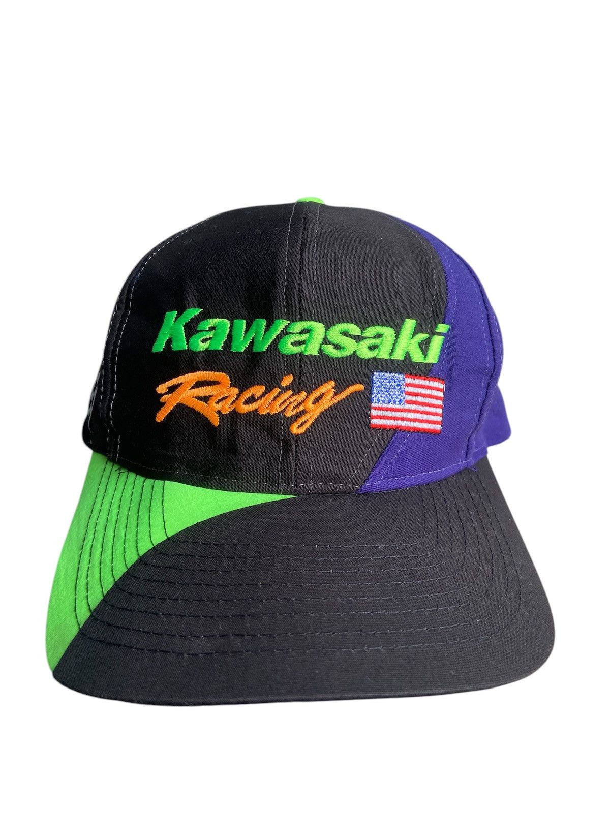 Gear for Sports × Sports Specialties Vintage 90s Kawasaki Racing USA Flag Hat Snapback Motorcycle Size ONE SIZE - 2 Thumbnail