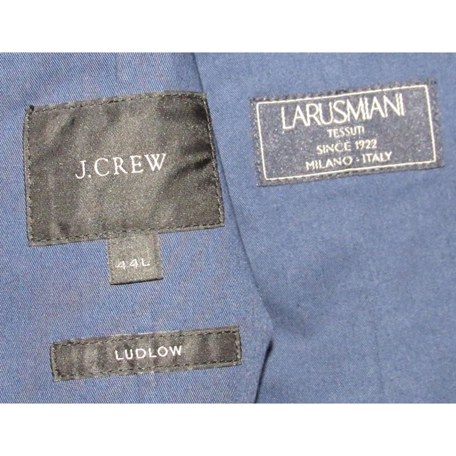 Vintage J CREW Ludlow Navy Blue Blazer Jacket Blazer 44 Long Navy Blue 44 Long Mens Blazer Jacket 100% Cotton Italian Blazer Size 44R - 5 Thumbnail