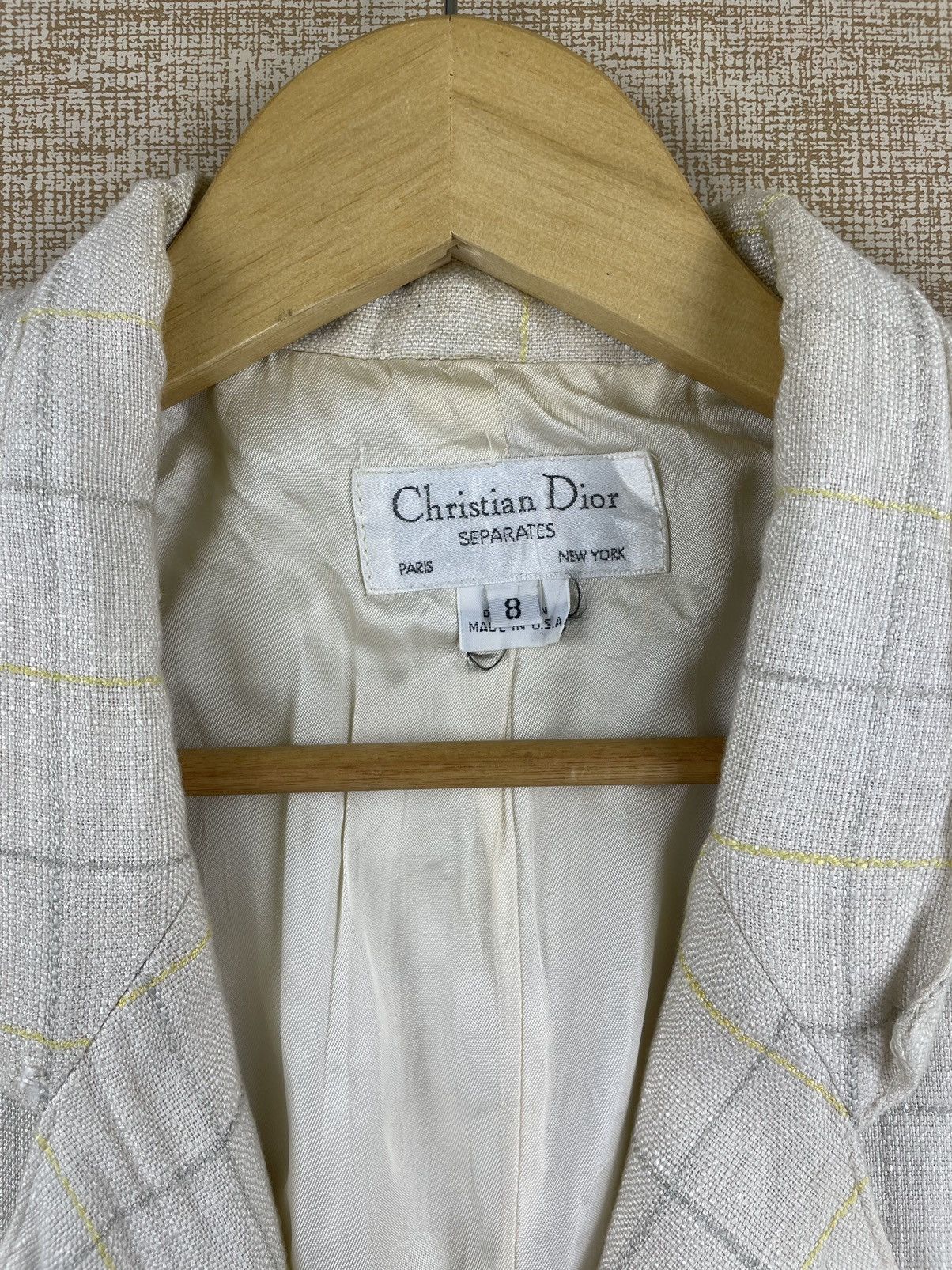 Christian Dior Monsieur × Vintage Vintage Christian Dior Separates White Plaid Blazer Jacket Size US S / EU 44-46 / 1 - 8 Thumbnail