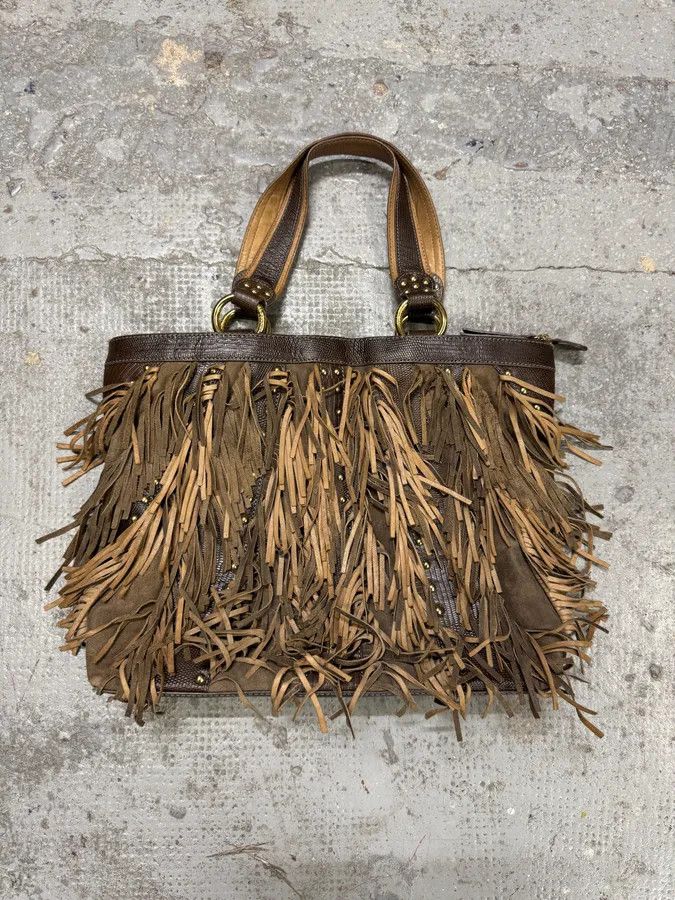 Just Cavalli × Vintage AW2010 Cavalli Fringe Cowboy Brown Leather Handle Bag Size ONE SIZE - 2 Thumbnail
