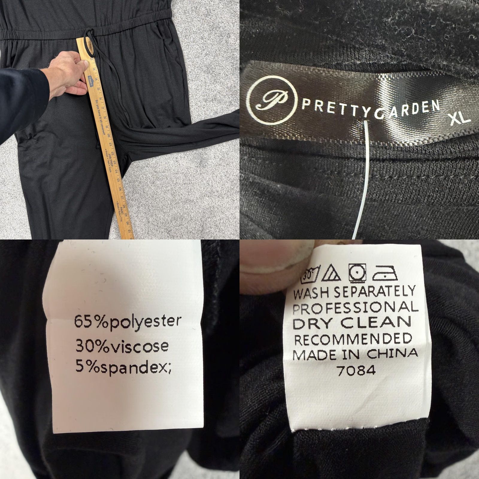Vintage Pretty Garden Jumpsuit Black Womens XL Drawstring Minimalist Athleisure Normcore Size XL / US 12-14 / IT 48-50 - 8 Thumbnail