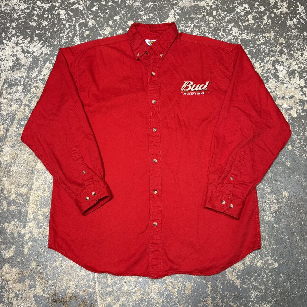 NASCAR Vintage Budweiser Racing Red Botton Up Nascar Shirt Size US XL / EU 56 / 4 - 3 Thumbnail