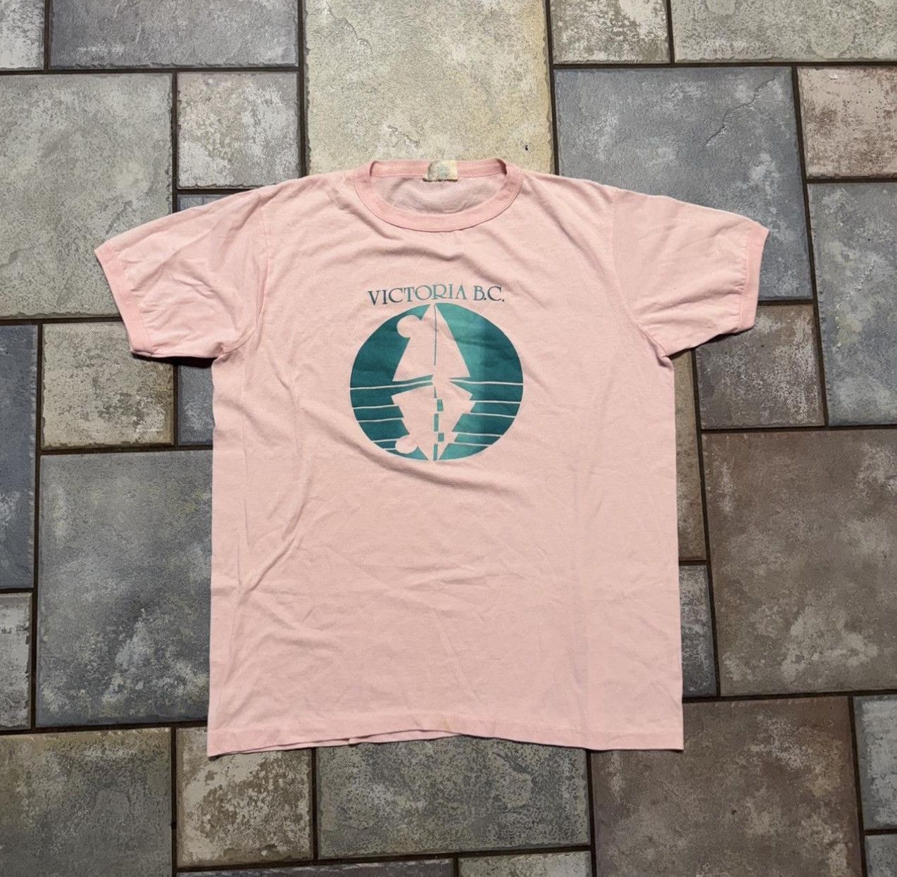 Vintage Vintage 80s Victoria British Columbia Shirt Pink Ringer LG Size US L / EU 52-54 / 3 - 2 Thumbnail