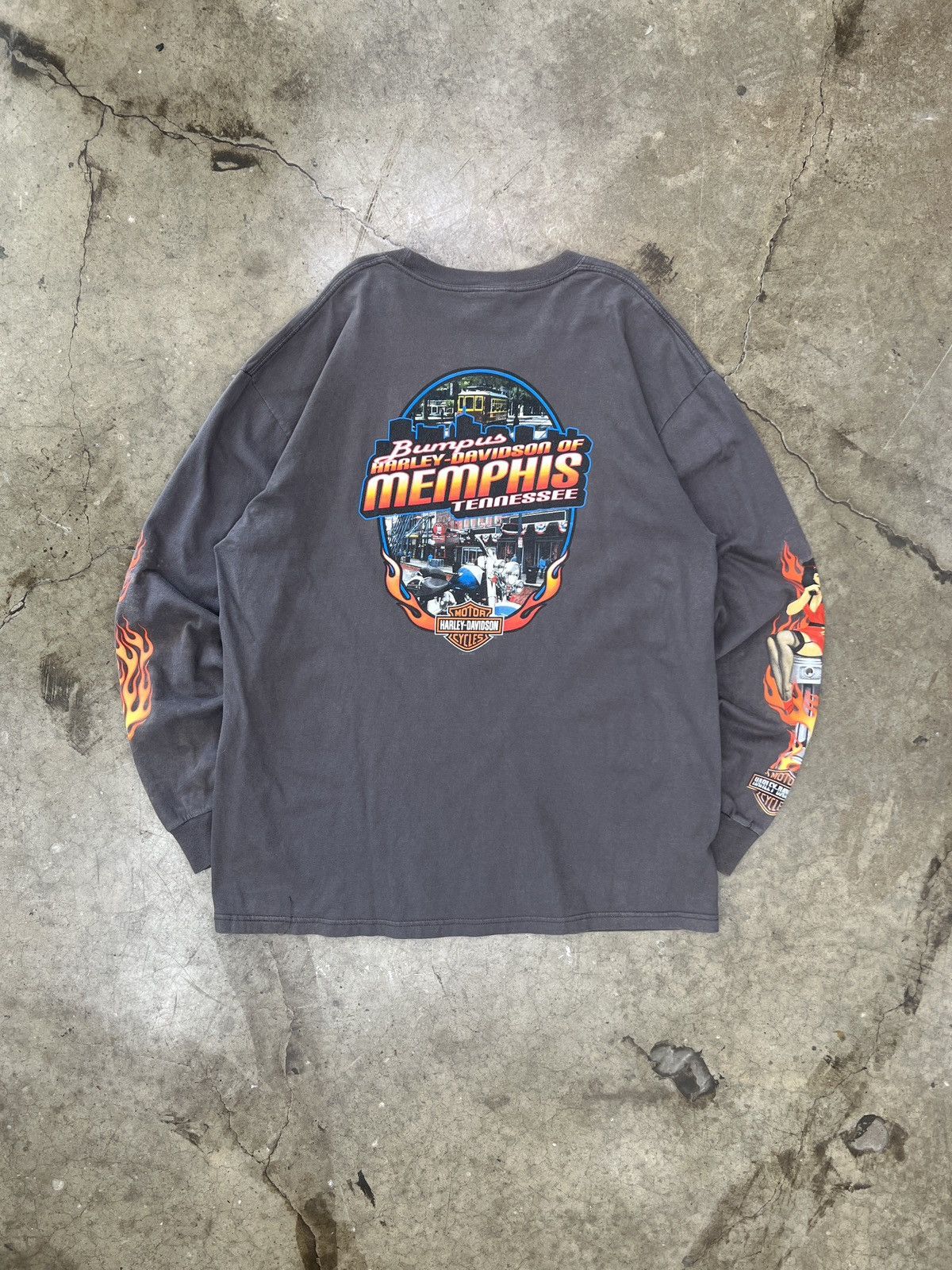 Harley Davidson Vintagen 2000s Harley Davidson Memphis Pinup Girl Flame XL Size US XL / EU 56 / 4 - 5 Thumbnail