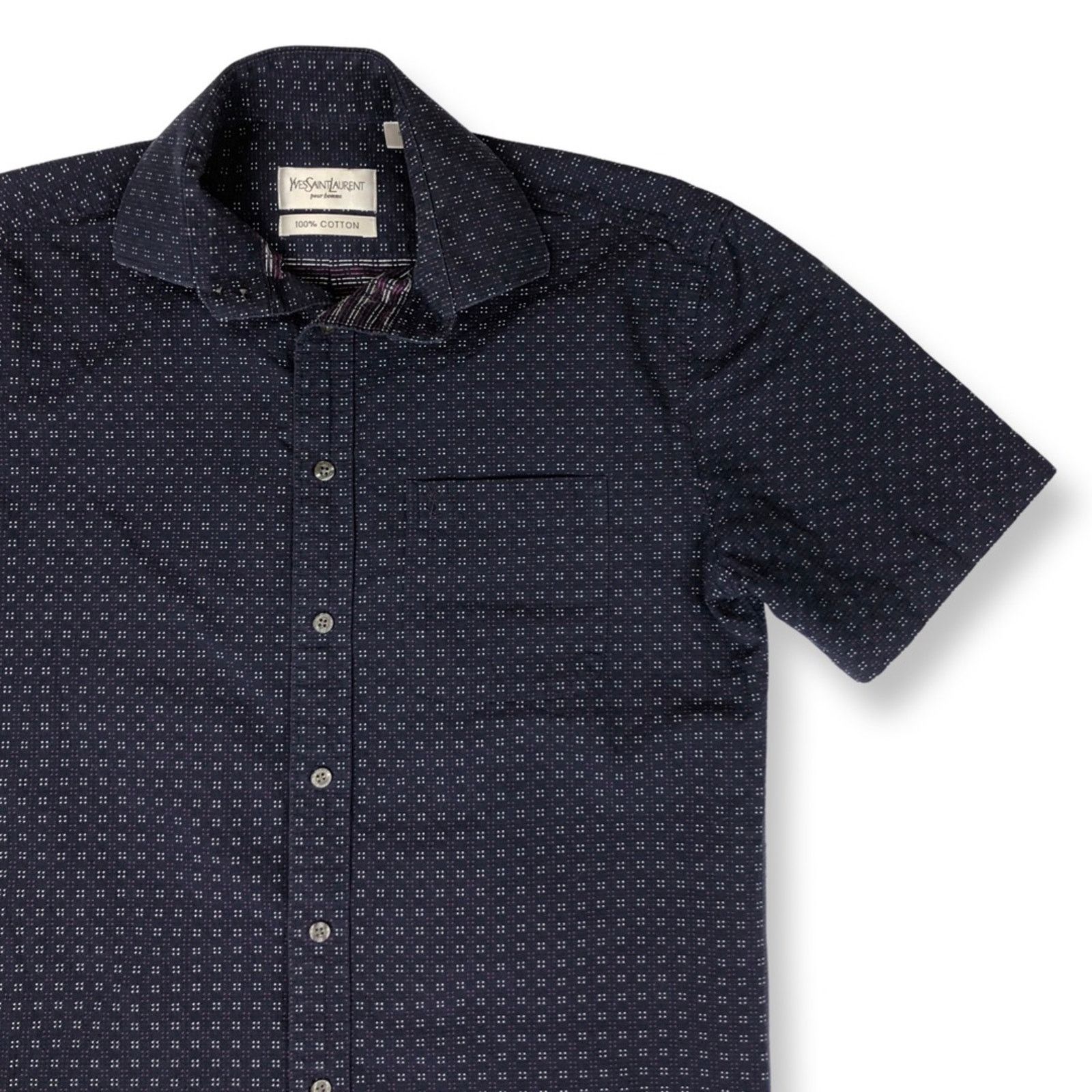 Vintage × Yves Saint Laurent Yves Saint Laurent YSL Logo Navy Shirt Size US S / EU 44-46 / 1 - 1 Thumbnail