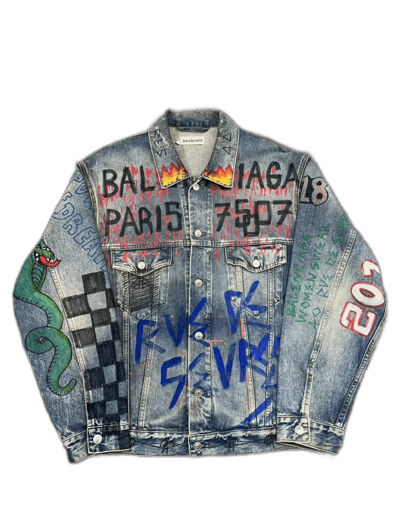 Balenciaga balenciaga graffiti denim jacket-2507 Size US XS / EU 42 / 0 - 1 Thumbnail