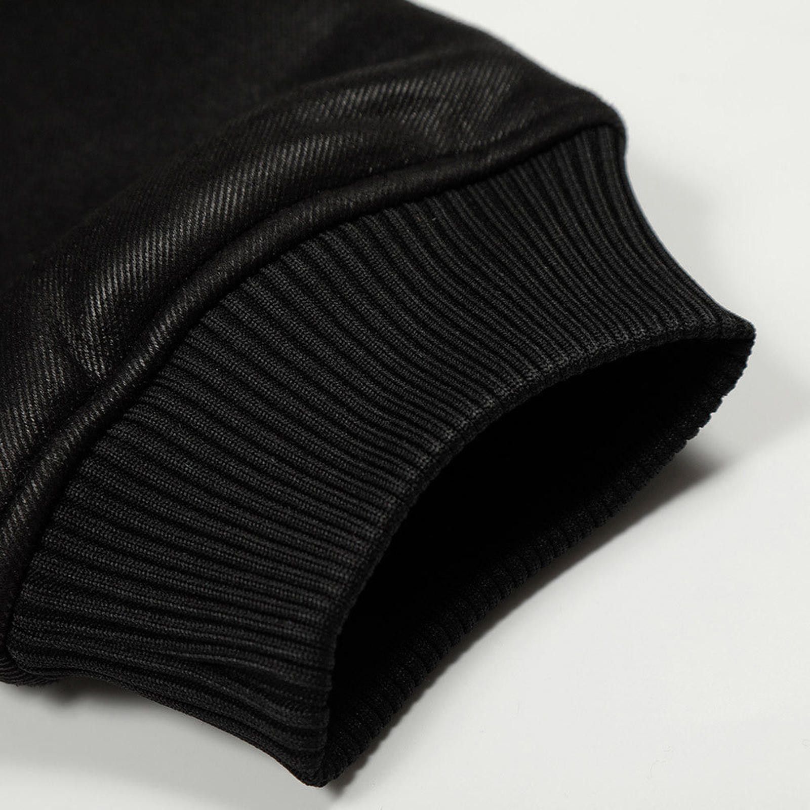 Japanese Brand Black Faux Leather Zip-Up Hoodie Jacket, Casual Streetwear Size US M / EU 48-50 / 2 - 4 Thumbnail