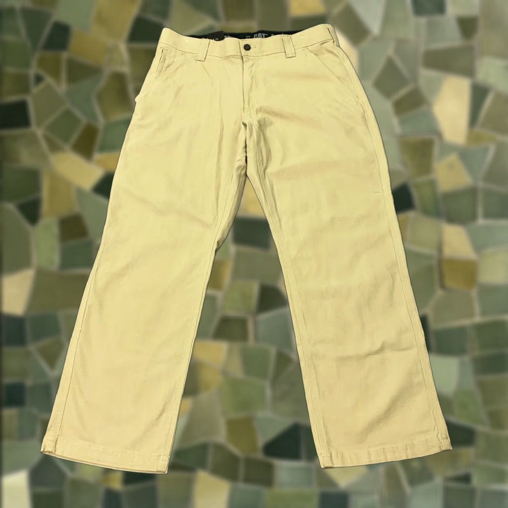 Vintage VINTAGE CAT Caterpillar Utility Pants Mens 34x29 Tan Canvas Flex Work Cargo NWT - Mens Carpenter Pant 34 Beige Canvas Stretch Pockets 36W 28L Updated" Size US 34 / EU 50 - 1 Thumbnail