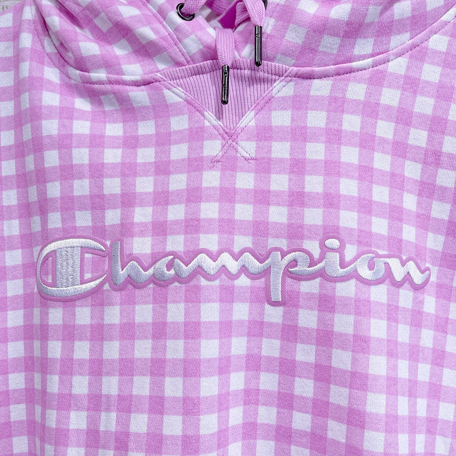 Champion Champion Campus French Terry Hoodie Pink Gingham Womens M Size M / US 6-8 / IT 42-44 - 2 Thumbnail