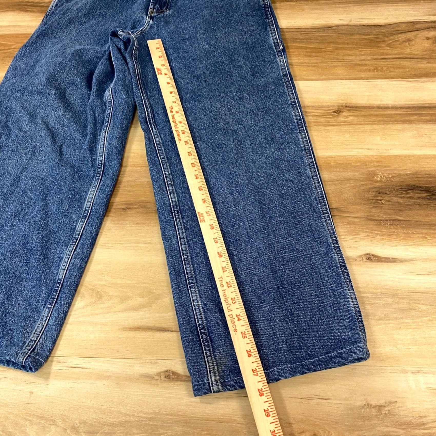 Tommy Hilfiger VINTAGE Tommy Hilfiger Jeans Mens Wide-Leg 30x27.5 Denim Blue 90s Y2K Carpenter Workwear Hip Hop Skate Baggy Relazed Fit Mens Size US 30 / EU 46 - 4 Thumbnail