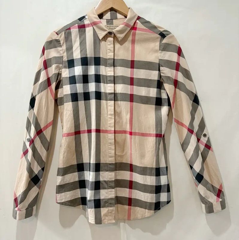 Burberry Burberry Khaki Check Long Sleeve Shirt Size XS / US 0-2 / IT 36-38 - 1 Thumbnail
