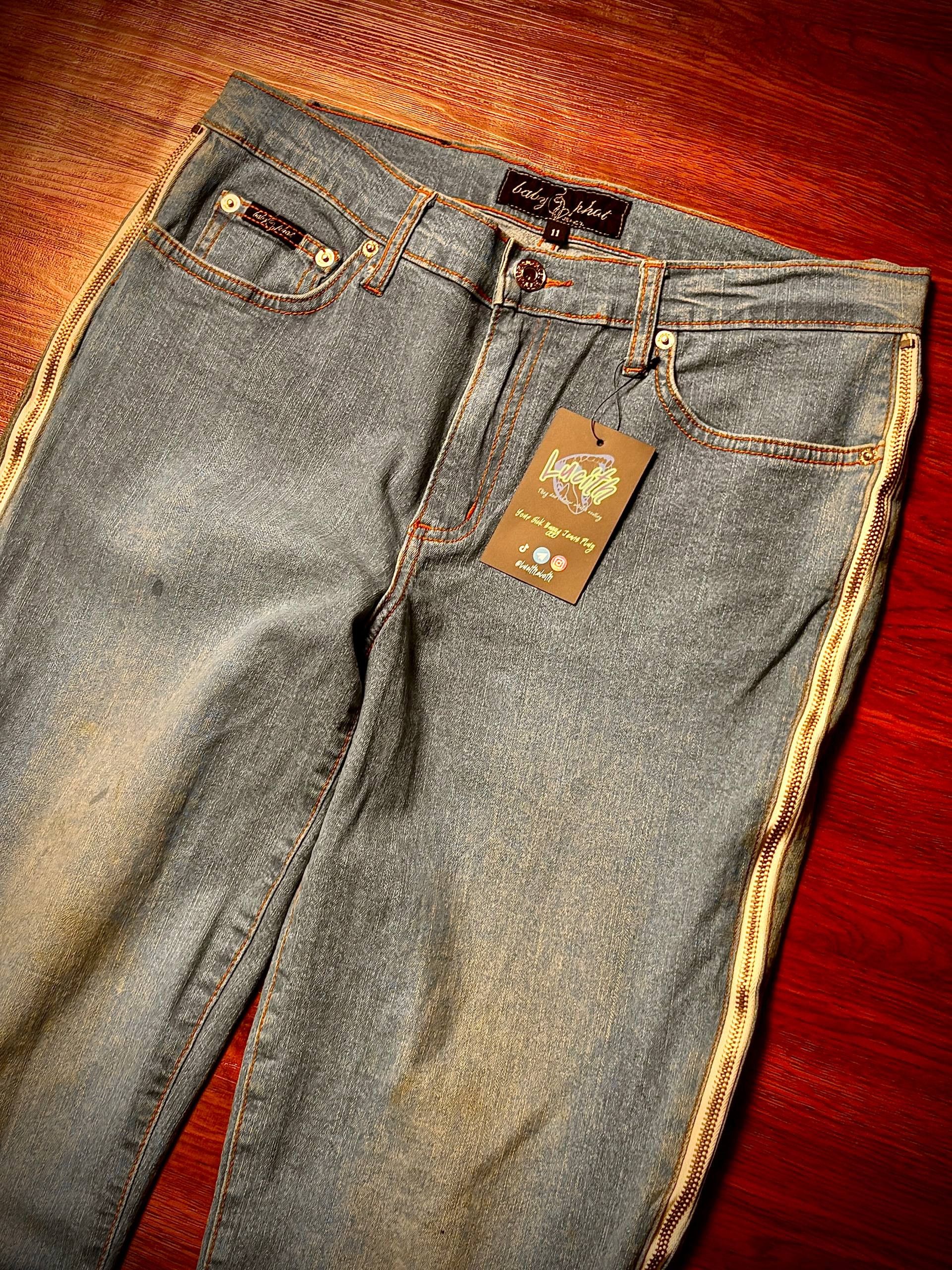Japanese Brand Vintage Y2K Baby Phat Bootcut Flare Denim Jeans Full Zip up Size 30" / US 8 / IT 44 - 4 Thumbnail