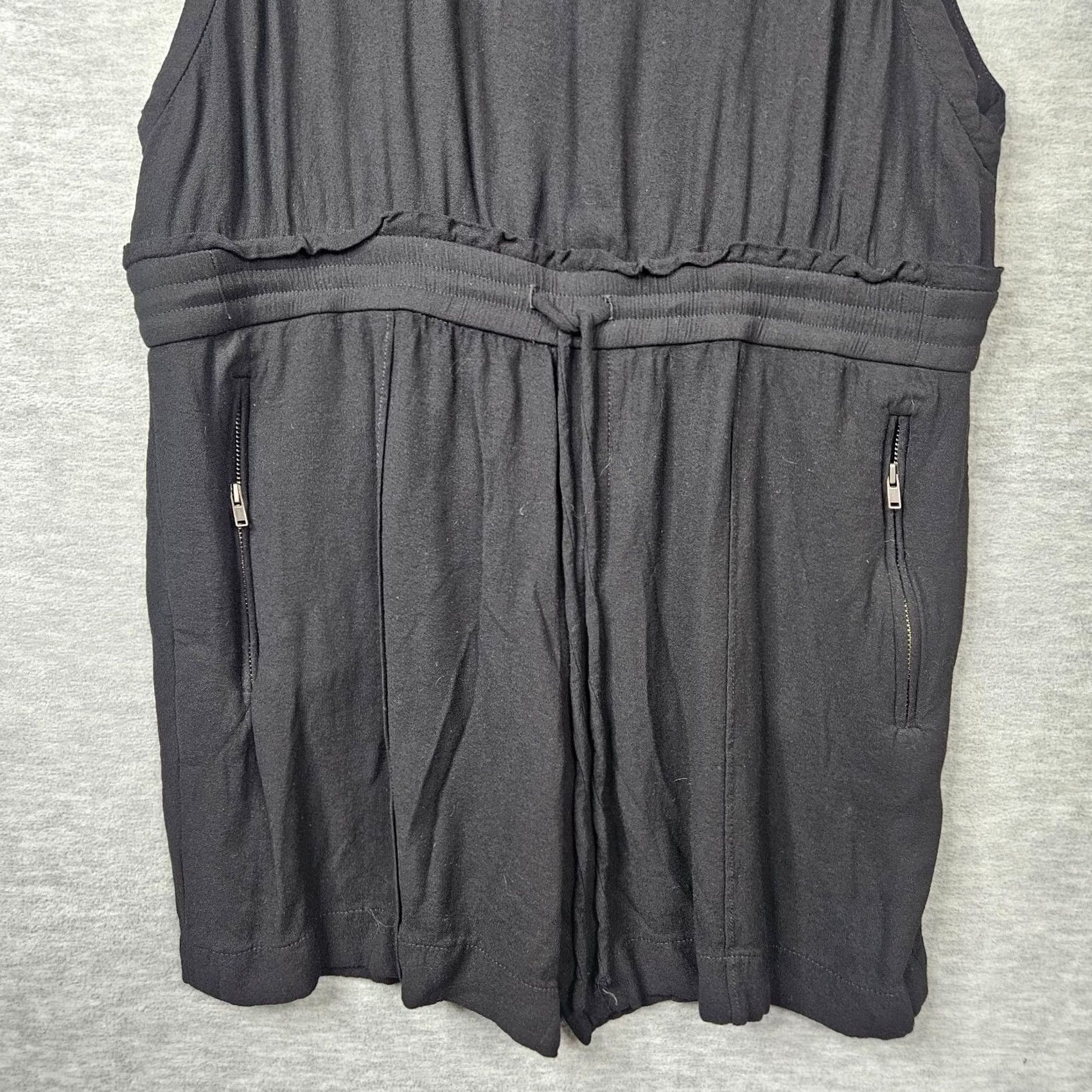 Vintage A.L.C Jumpsuit SleeveS Sleeveless Black Elastic Waist Women's Size L - Adjustable Pockets, Wide-Leg, Off Shoulder, Viscose Size 36" / US 14 / IT 50 - 7 Thumbnail