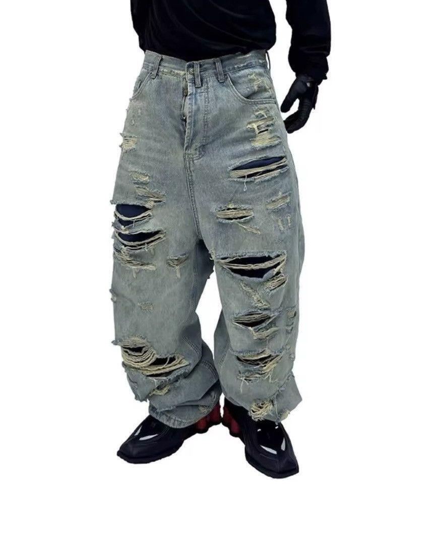 Japanese Brand × Jean Double-layer Ripped Baggy Jeans Size US 30 / EU 46 - 1 Thumbnail