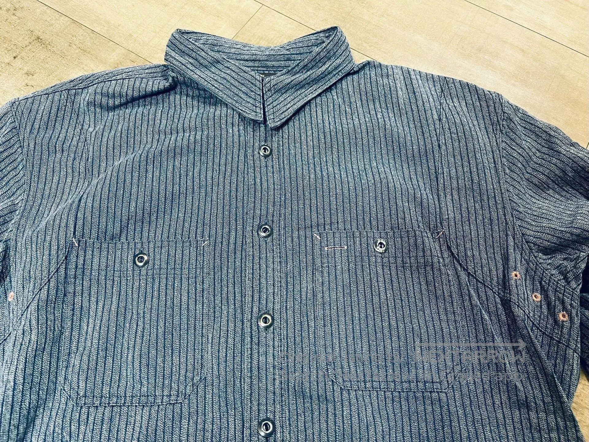 RRL Ralph Lauren Double RL RRL Indigo Stripe Work Shirt. Size US L / EU 52-54 / 3 - 1 Thumbnail