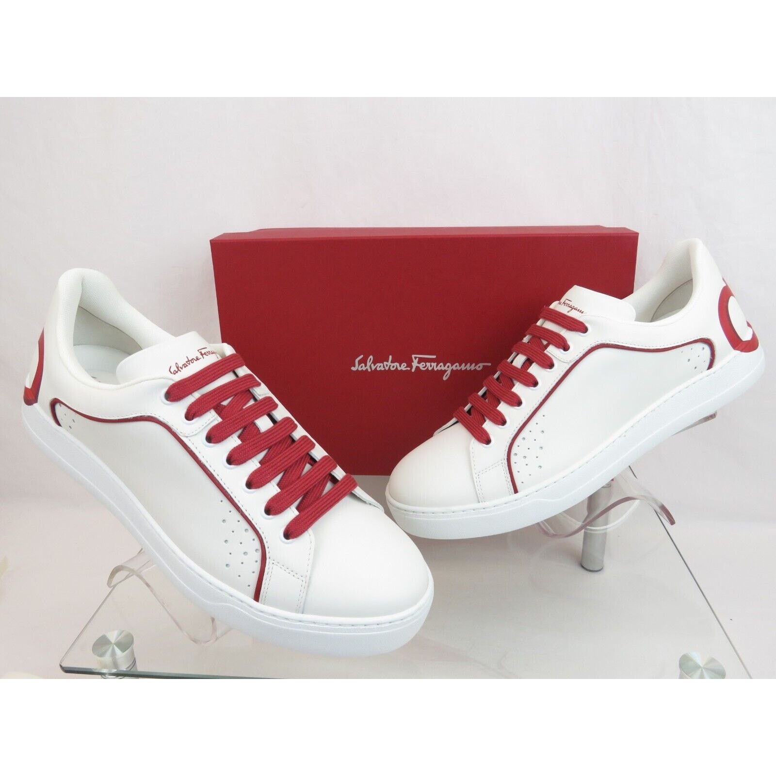 Salvatore Ferragamo FERRAGAMO MANHATTAN WHITE LEATHER GANCINI LOGO SNEAKER 10.5 Size US 11.5 / EU 44-45 - 3 Thumbnail