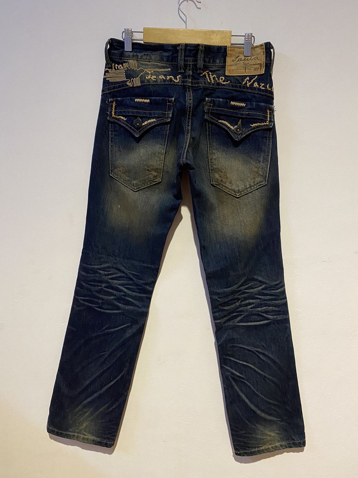 Japanese Brand × Tornado Mart Distressed Yoshitomo Nara X Lolita Cross Low Rise Jeans Size US 28 / EU 44 - 7 Thumbnail