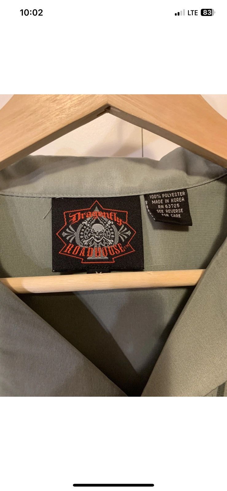 Dragonfly Vtg Dragonfly Gray Black Button Spades Poker Sz M Size US M / EU 48-50 / 2 - 2 Thumbnail