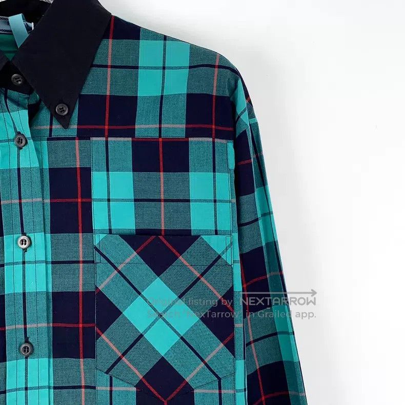 Prada Prada Color-blocked plaid cotton lapel single-breasted lon Size XS / US 0-2 / IT 36-38 - 3 Thumbnail