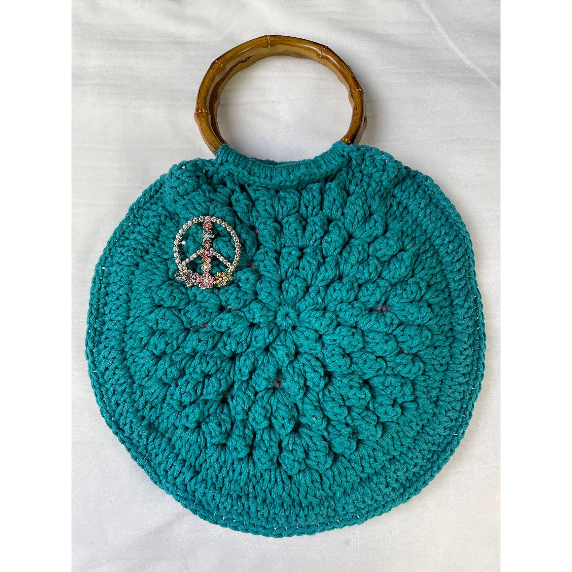 Other Handmade Women's Peace Reversible Knitted Green/Multi Handba Size ONE SIZE - 1 Thumbnail