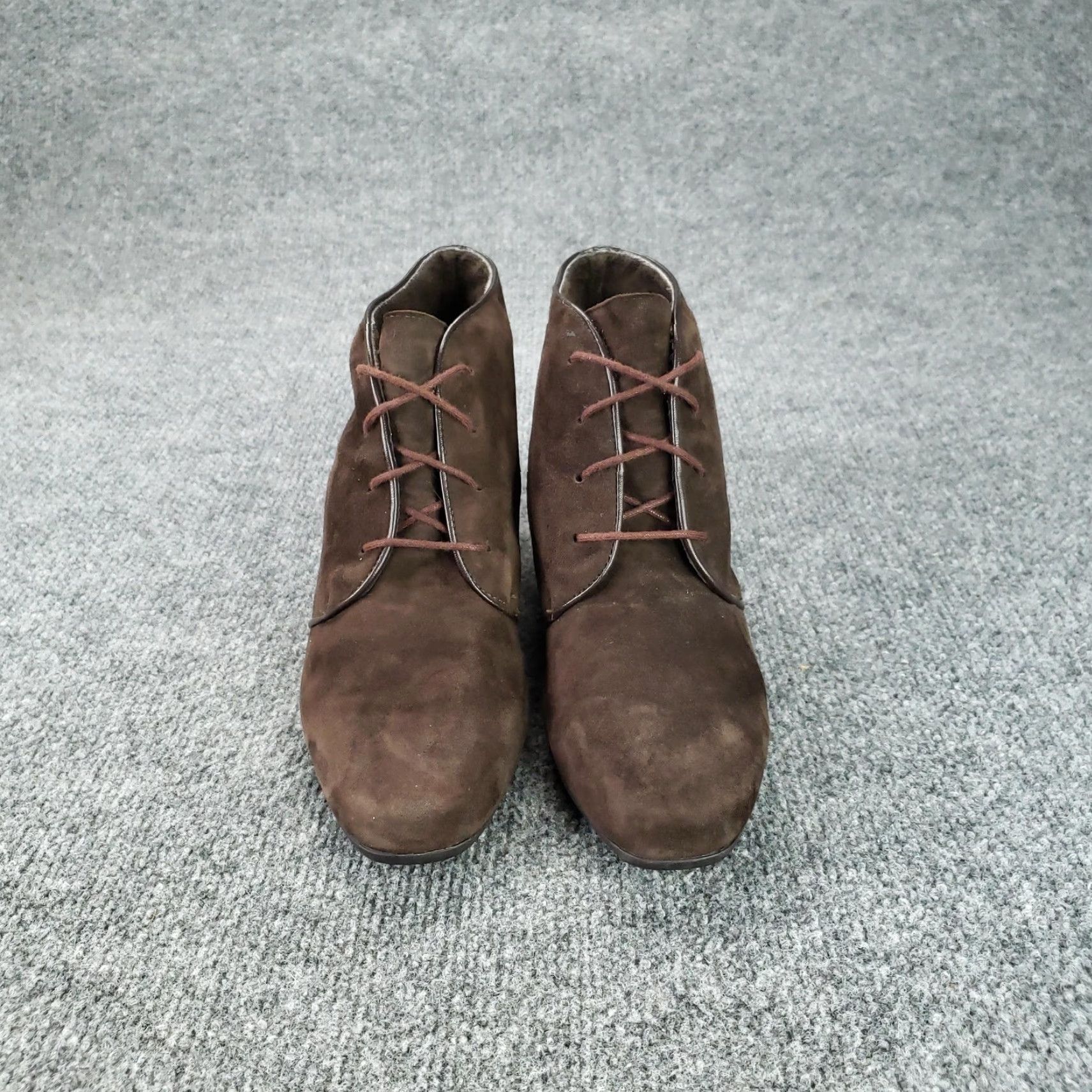 Vintage Munro American Boots Women US Womens 9 Brown Suede Ankle Wedge Booties Lace Up Size US 9 / IT 39 - 2 Thumbnail