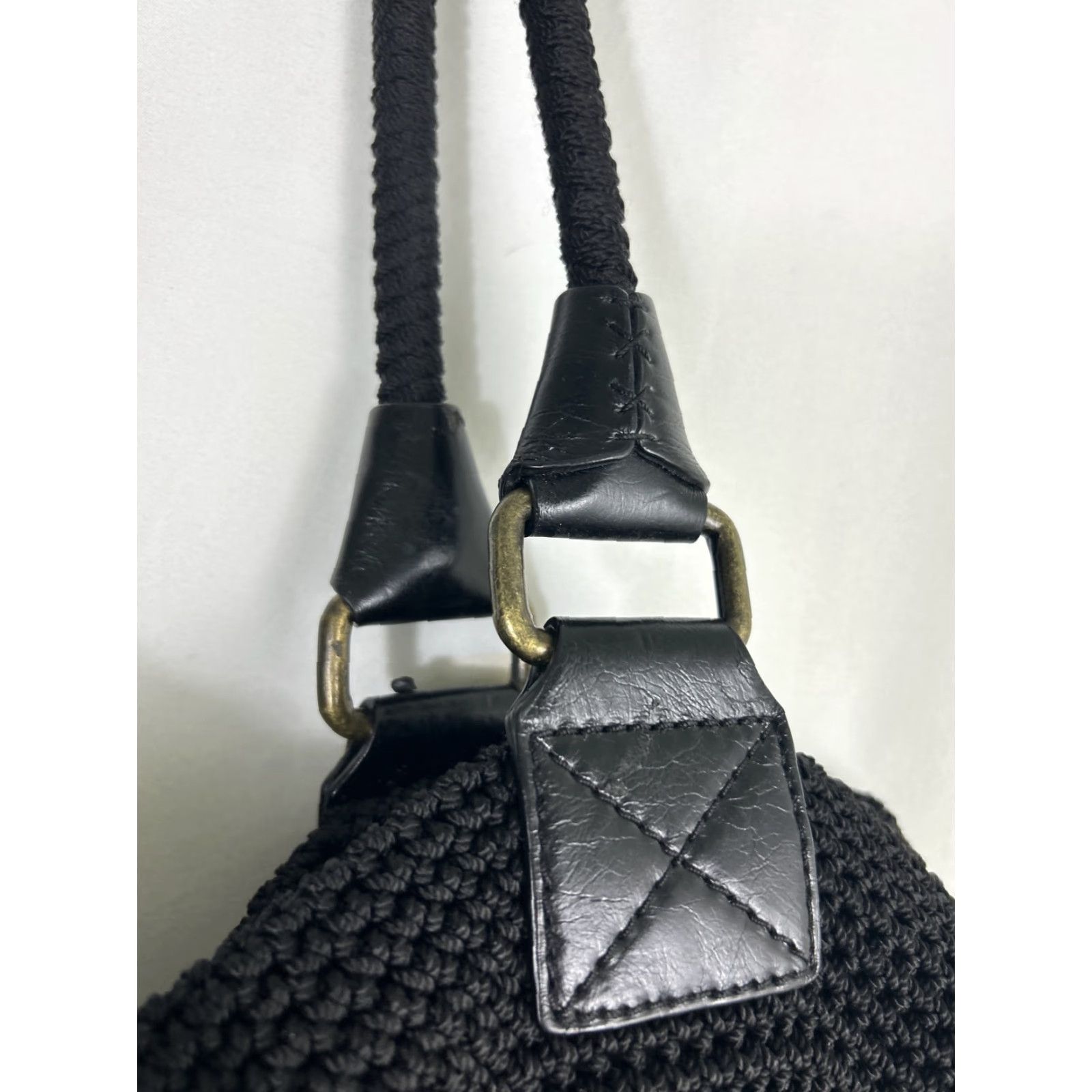 The Sak The Sak Shoulder Bag knit Black 11x6x9 Double Handles Zip Womens Boho Size ONE SIZE - 7 Thumbnail