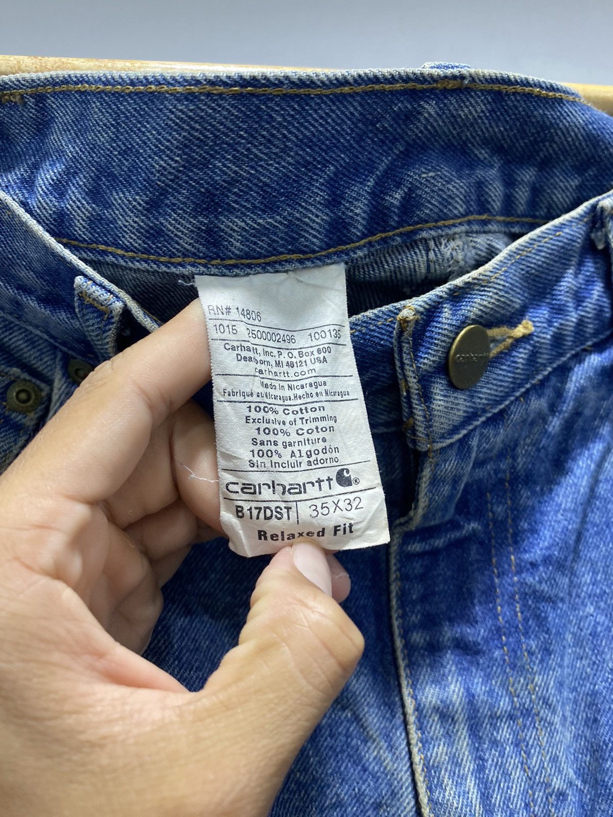Carhartt × Vintage Carhartt Blue Denim 90s Size US 35 - 7 Thumbnail