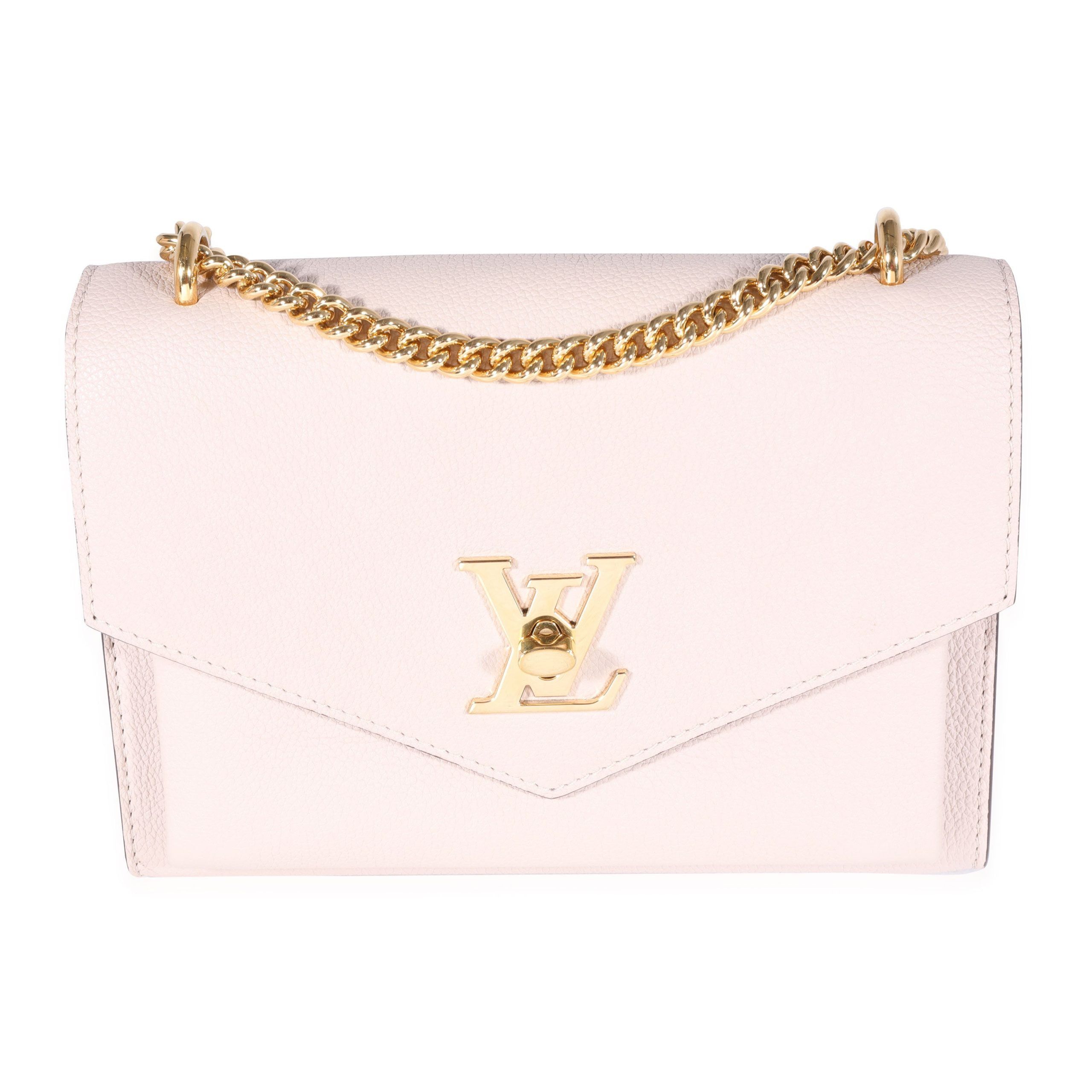 image of Louis Vuitton Galet Grained Calfskin Mylockme Chain Bag in Pink, Women's